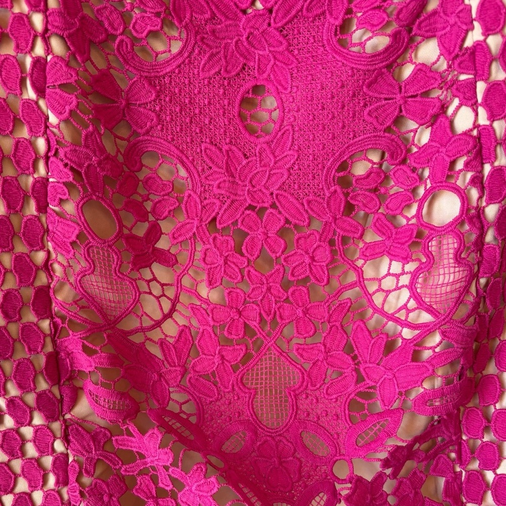 NEW Endless Rose Lace Overlay Mini Shift Dress Sz M Pink Fuschia Cut Out Party - Picture 5 of 13